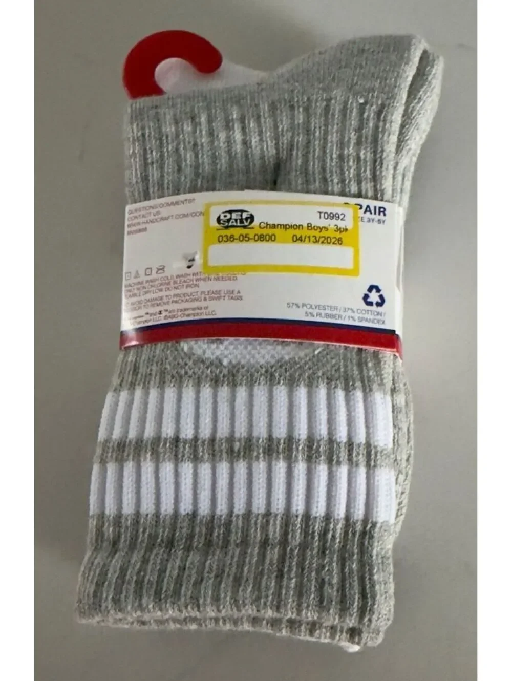 Champion All Sport Performance Crew Socks 3pk Youth Size Medium 7-9